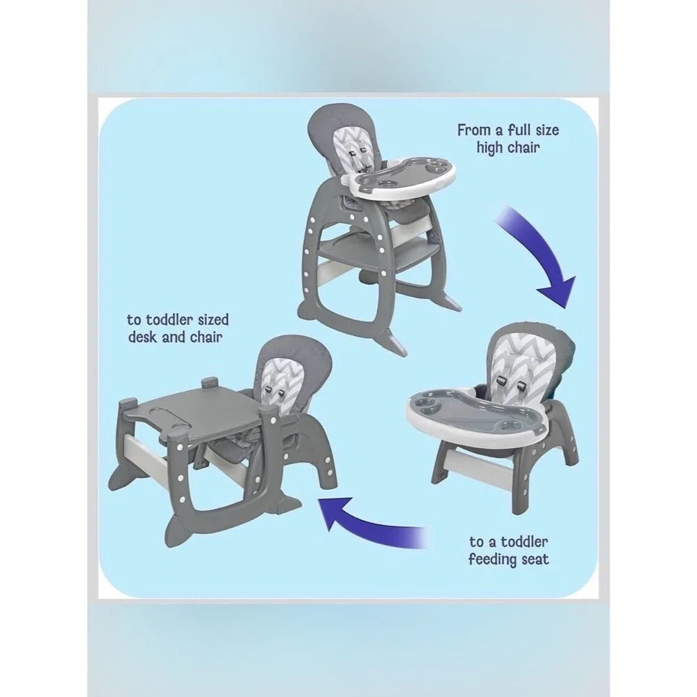 Badger Baby Tray Playtable Convertible 3-in-1 High Chair Toddler Play Table Set